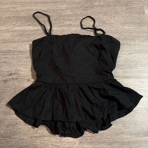 Black Open Back Tie Top